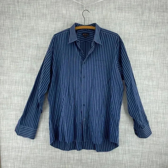 Ben Sherman Shirt Long Sleeve Button Down Mens 17.5 Blue 4158 - Picture 1 of 7